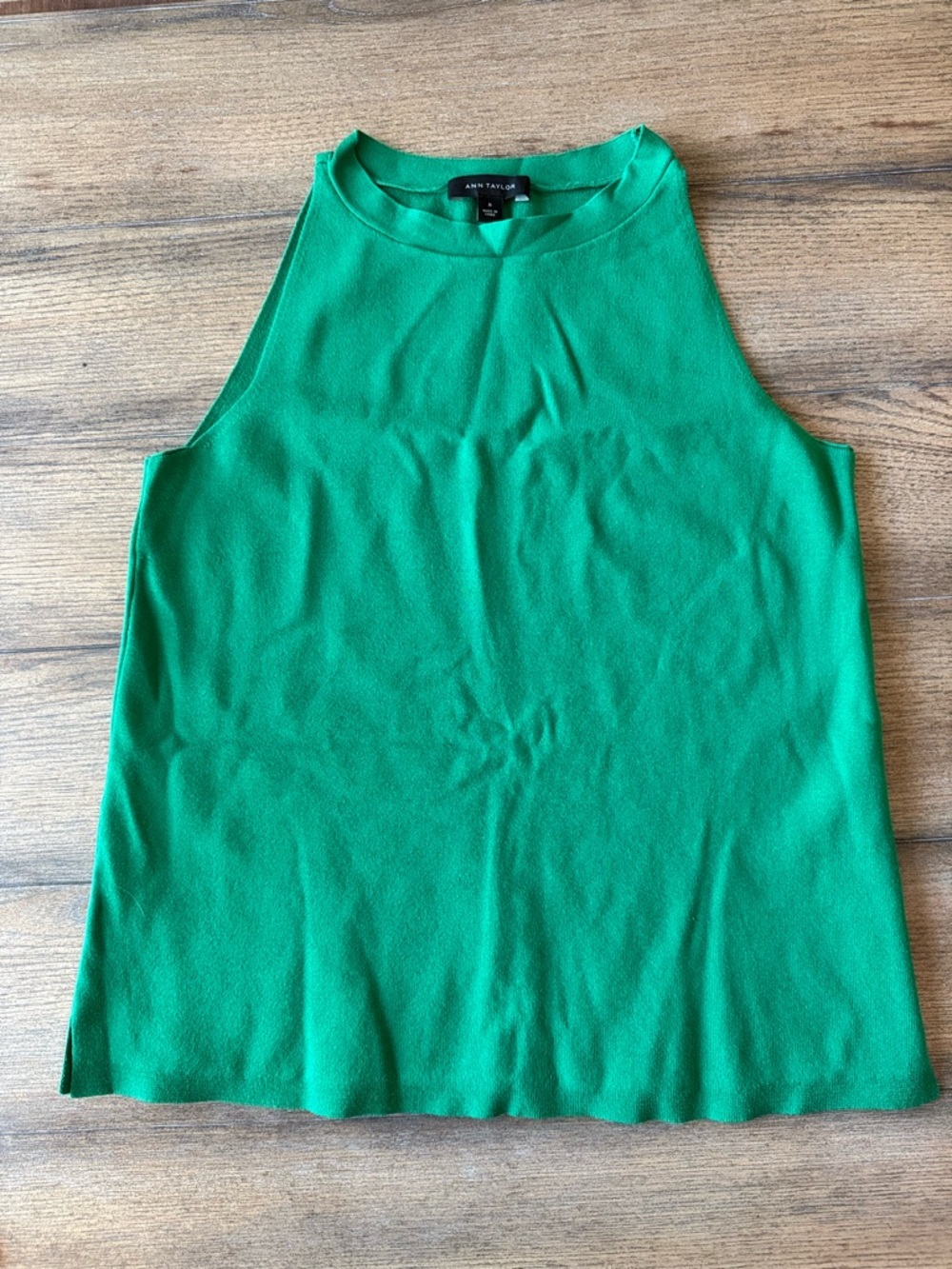 Ann Taylor Bright Green High Neck Sleeveless Top